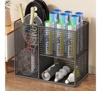 Hltdzer Organizzatore per Racchette da Badminton Rastrelliera Racchetta Tennis Espositore Porta Racchetta da Tennis Supporto per Racchetta da Tennis da Pavimento(Black)