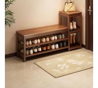 Hltdzer Panca Portascarpe in Bambù con Ripiano panca contenitore ingresso con Archiviazione e Seduta pouf contenitore con piedini per Soggiorno(117 * 29 * 66.5cm/46.1 * 11.4 * 26.2in)