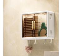 Hltdzer Pensile Bagno Sospeso con Sportello Magnetico, Armadietto a Muro con Ripiani Regolabili e Ganci, Mobiletto per Cucina e Soggiorno, Senza Foratura(39 * 13 * 31cm/15.4 * 5.1 * 12.2in)