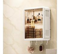 Hltdzer Pensile Bagno Sospeso con Sportello Magnetico, Armadietto a Muro con Ripiani Regolabili e Ganci, Mobiletto per Cucina e Soggiorno, Senza Foratura(31 * 13 * 39cm/12.2 * 5.1 * 15.4in)