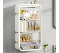 Hltdzer Pensile Bagno Sospeso con Sportello Trasparente e Divisori Regolabili, Armadietto Medicinali da Parete Senza Foro per Cosmetici e Profumi(40 * 12.4 * 70cm/15.7 * 4.9 * 27.6in)