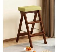 Hltdzer Piegabile Retro Multifunzionale Sgabello A 3 Gradini Sedia per Cucina Portatile Sgabello in Legno Massiccio Altezza di Contorno Alto per Casa, Ufficio(E)