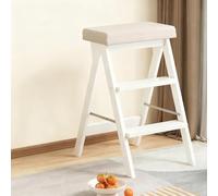 Hltdzer Piegabile Retro Multifunzionale Sgabello A 3 Gradini Sedia per Cucina Portatile Sgabello in Legno Massiccio Altezza di Contorno Alto per Casa, Ufficio(B)