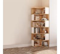 Hltdzer Portabiblioteca in Legno A Pioli Multipli Autoportante per la Conservazione e la Mostra Organizzatore Verticale A Forma di L Libreria Angolare Aperta(A,55 * 55 * 191.3CM/21.7 * 21.7 * 75.3IN)