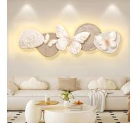 Hltdzer Sculture Murali in Arenaria 3D a Forma di Farfalla con Lampada, Decorazione Mural Luminosa con Retroilluminazione Soffusa, Arredamento Moderno