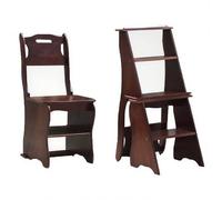 Hltdzer Sgabello Portatile 2 in 1 in Legno massello retrò a 4 gradini, Sgabello Portatile Multifunzione a 4 gradini, Sgabello Alto Pieghevole da Bar per casa, Biblioteca, Ufficio(C)