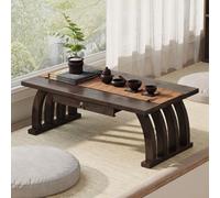 Hltdzer Tavolino Caffè in Bambù Tatami Pavimento Giapponese Tavolo Basso Grande Dimensione per Sedersi Sul Pavimento Tavolino Caffè Marrone Rustico(With Drawers,60 * 37 * 31CM/23.6 * 14.6 * 12.2IN)