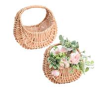 HLTER 2 cestini di vimini per fiori, in vimini e rattan, con manico in vimini intrecciato a mano, mini cestini in rattan per la decorazione della casa