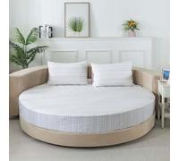 HLTQL Coprimaterasso Matrimoniale Tondo in Cotone Lenzuolo con Angoli Protezione Duratura E Comfort Ottimale per Materasso Rotondo(#12,210cm)