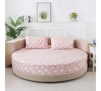 HLTQL Coprimaterasso Matrimoniale Tondo in Cotone Lenzuolo con Angoli Protezione Duratura E Comfort Ottimale per Materasso Rotondo(#18,210cm)
