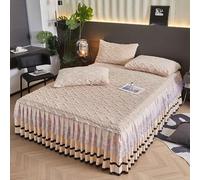 HLTQL Gonna Letto Matrimoniale Vestiletto Singolo Tessuto Mantovane Giroletto Una Piazza Emezzo Fodera Materasso Gonna da Letto in Pizzo(#3,120x200cm)