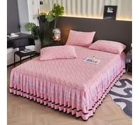 HLTQL Gonna Letto Matrimoniale Vestiletto Singolo Tessuto Mantovane Giroletto Una Piazza Emezzo Fodera Materasso Gonna da Letto in Pizzo(#1,Pillowcase X2)