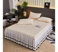 HLTQL Gonna Letto Matrimoniale Vestiletto Singolo Tessuto Mantovane Giroletto Una Piazza Emezzo Fodera Materasso Gonna da Letto in Pizzo(#7,120x200cm)