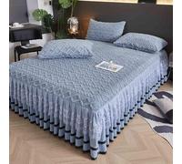 HLTQL Gonna Letto Matrimoniale Vestiletto Singolo Tessuto Mantovane Giroletto Una Piazza Emezzo Fodera Materasso Gonna da Letto in Pizzo(#5,180x220cm)