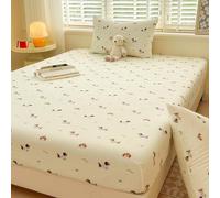 HLTQL Lenzuolo con Angoli Stampa Fiore Lenzuolo Coprimaterasso Morbido Lenzuola sotto Microfibra per Singolo Matrimoniale E Una Piazza E Mezza(#4,150x200cm)