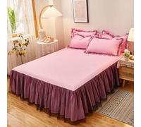 HLTQL Mantovana Giroletto Una Piazza E Mezza Gonna da Letto Elasticizzata Avvolgente Matrimoniale Vestiletto Una Piazza E Mezza Fodera Materasso(#1,Pillowcase X2)
