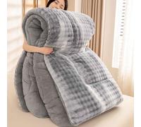 HLTQL Piumino in Velluto di Latte, piumone Invernale Spesso, Coperta Molto Calda e Super Morbida per 2 Persone, Trapunta in Microfibra, piumone Trapuntato Reversibile(02,150x200cm/3.5kg)