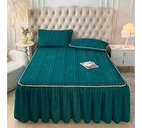 HLTQL Vestiletto Matrimoniale Velluto Mantovane Giroletto Una Piazza Emezzo Flanella Mantovana Letto Ruches Elastiche Antipolvere Mantovane Giroletto(#1,Pillowcase x2)