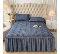HLTQL Vestiletto Matrimoniale Velluto Mantovane Giroletto Una Piazza Emezzo Flanella Mantovana Letto Ruches Elastiche Antipolvere Mantovane Giroletto(#5,200x220cm)