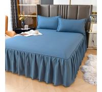 HLTQL Vestiletto Una Piazza E Mezza 120x200 Gonna da Letto Elasticizzata Avvolgente Matrimoniale Vestiletto Singolo Colorato Gonna Letto in Tinta Unita con Volant (#4,200x220cm)