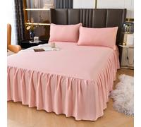 HLTQL Vestiletto Una Piazza E Mezza 120x200 Gonna da Letto Elasticizzata Avvolgente Matrimoniale Vestiletto Singolo Colorato Gonna Letto in Tinta Unita con Volant (#1,200x220cm)