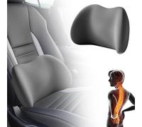 HLTTXS Poggiatesta e Cuscino Lombare per Auto per Ford Fiesta VI, Cuscino ergonomico per Supporto cervicale, Cuscino Lombare in Memory Foam,Grey-Lumbar Cushion