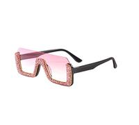 HLVDLSNI Diamante Semi-Rimless Quadrato Occhiali Da Sole Delle Donne Strass Retrò Gradiente Occhiali Da Sole Vintage Oversize Feminino Occhiali UV400, Come mostrato., C6
