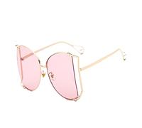 HLVDLSNI Nuovi occhiali da sole firmati a metà montatura Occhiali da sole quadrati da donna con perle for donna Occhiali da sole oversize rosa chiaro di moda femminile(C8 Gold Pink)