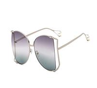 HLVDLSNI Nuovi occhiali da sole firmati a metà montatura Occhiali da sole quadrati da donna con perle for donna Occhiali da sole oversize rosa chiaro di moda femminile(C4 Silver Gray Green)