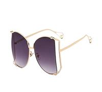 HLVDLSNI Nuovi occhiali da sole firmati a metà montatura Occhiali da sole quadrati da donna con perle for donna Occhiali da sole oversize rosa chiaro di moda femminile(C1 Gold Gray)