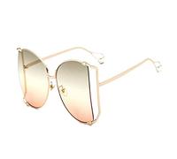 HLVDLSNI Nuovi occhiali da sole firmati a metà montatura Occhiali da sole quadrati da donna con perle for donna Occhiali da sole oversize rosa chiaro di moda femminile(C5 Gold Green Pink)