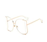 HLVDLSNI Nuovi occhiali da sole firmati a metà montatura Occhiali da sole quadrati da donna con perle for donna Occhiali da sole oversize rosa chiaro di moda femminile(C6 Gold Clear)