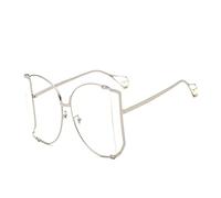 HLVDLSNI Nuovi occhiali da sole firmati a metà montatura Occhiali da sole quadrati da donna con perle for donna Occhiali da sole oversize rosa chiaro di moda femminile(C7 Silver Clear)