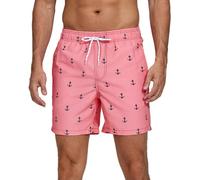 HLVEXH Costume da bagno da uomo ad asciugatura rapida, con fodera in rete e tasche, Ancora rosa, L