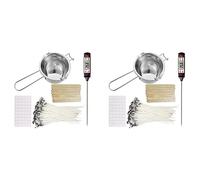 Hlxnyami 2X Kit per Candele, Fonditore per Candele, Stoppini per Candele, per Stoppini, Porta Stoppini per Candele, Termometro E Bastoncini per Mescolare
