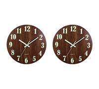 Hlxnyami 2X Orologio da Parete Luminoso, Orologi da Parete da Cucina Silenziosi Ticchettio nel Legno da 12 Pollici per Soggiorno Interno/Esterno