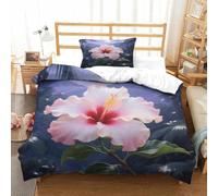 HLXZMCVBT Chinese Hibisco stampato in 3D Copripiumino in Morbida Microfibra Set Di Biancheria Da Letto Di Federa Chiusura A Cerniera Per Ragazzi Ragazze Single（135x200cm）