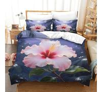 HLXZMCVBT Chinese Hibisco stampato in 3D Copripiumino in Morbida Microfibra Set Di Biancheria Da Letto Di Federa Chiusura A Cerniera Ragazza Single（140x200cm）