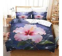 HLXZMCVBT Chinese Hibisco stampato in 3D Parure Copripiumino Morbida Microfibra Set Di Biancheria Da Letto con Federa Chiusura A Cerniera Per Ragazzi Ragazze King（220x240cm）