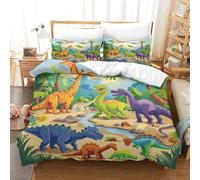 HLXZMCVBT DinosaurStampa Di 3D Copripiumino Con Morbida Microfibra Set Di Dinosaur Biancheria Da Letto Con Federa Chiusura A Cerniera Per Ragazzi Ragazze Super King（260x220cm）