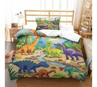 HLXZMCVBT DinosaurStampa Di 3D Copripiumino Morbida Microfibra Set Di Dinosaur Biancheria Da Letto Per Federa Chiusura A Cerniera Per Ragazzi Ragazze Single（135x200cm）