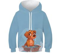 HLXZMCVBT German Shepherd Felpa con Cappuccio Persona lizzata 3D Divertente Hoodie Manica Lunga Felpa Bambino Ragazzi Ragazze A Maniche Lunghe, con Tasche 8-10Y