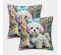 HLXZMCVBT maltese Decorativi Federa Boho Super Morbido Velluto Con La Cerniera Invisibile Set Di 2 bellissima Copricuscini Per Divano Salotto E Camera 50x50cm