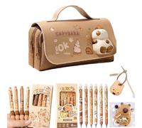 HLYICRQ Capybara Pencil Case With Stationery Included, Capybara squeeze toy, Cute Capybara Stationery for Kids