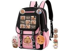 HLYICRQ Cute Backpack for School, Cute Capybara School Backpack for Student, Casual Daypack for Kids Girls Boys (C)