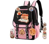 HLYICRQ Cute Backpack for School, Cute Capybara School Backpack for Student, Casual Daypack for Kids Girls Boys (A)