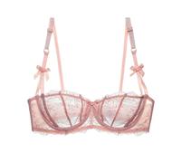 HLYLDL Reggiseno Bralette a Balconcino in Pizzo Taglie Forti da Donna Push Up Ferretto Vedere Attraverso Reggiseni a Mezza Coppa