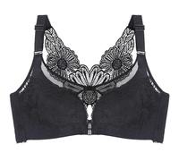 HLYLDL Reggiseno Senza Fili con Chiusura Frontale in Pizzo Comodo Push Up Senza Fili Reggiseno a Fiori in Pizzo