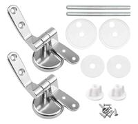 HM | Cerniere universali copriwater | Argento, lega di zinco e acciaio inox | Kit completo con viti e guarnizioni, installazione facile, design rotondo | Ricambio per sedili WC