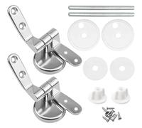 HM Cerniere Universali Copriwater Argento Lega di Zinco e Acciaio Inox Kit Completo con Viti e Guarnizioni Ricambio WC